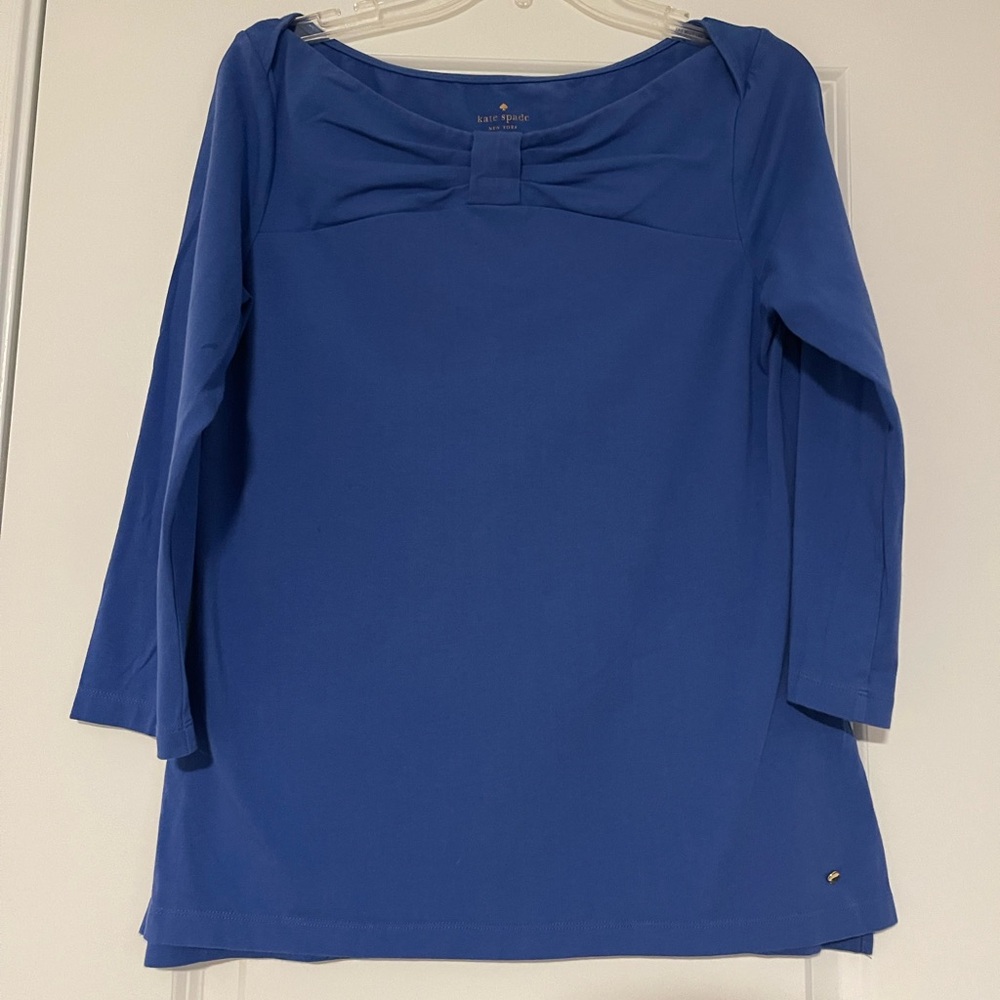 Kate Spade Blue bow top, size L
